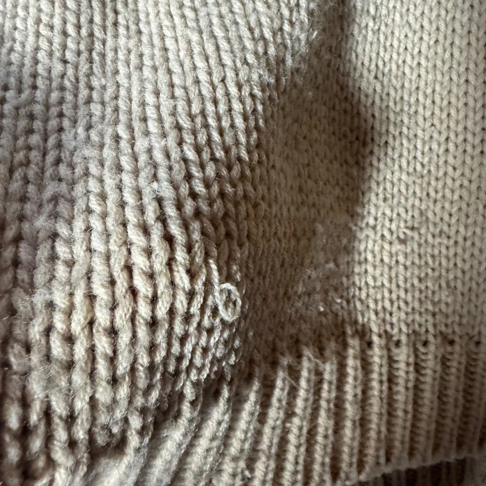Vintage Tan Cable Knit Cardigan Sweater Womens Small‎ Chunky Button Front Korea